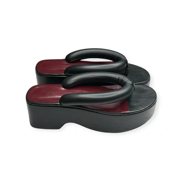 Staud 𒀭Rio Puffy Leather Thong Strap Platform Sandals 𒀭Black 𒀭39 9M - Picture 3 of 16